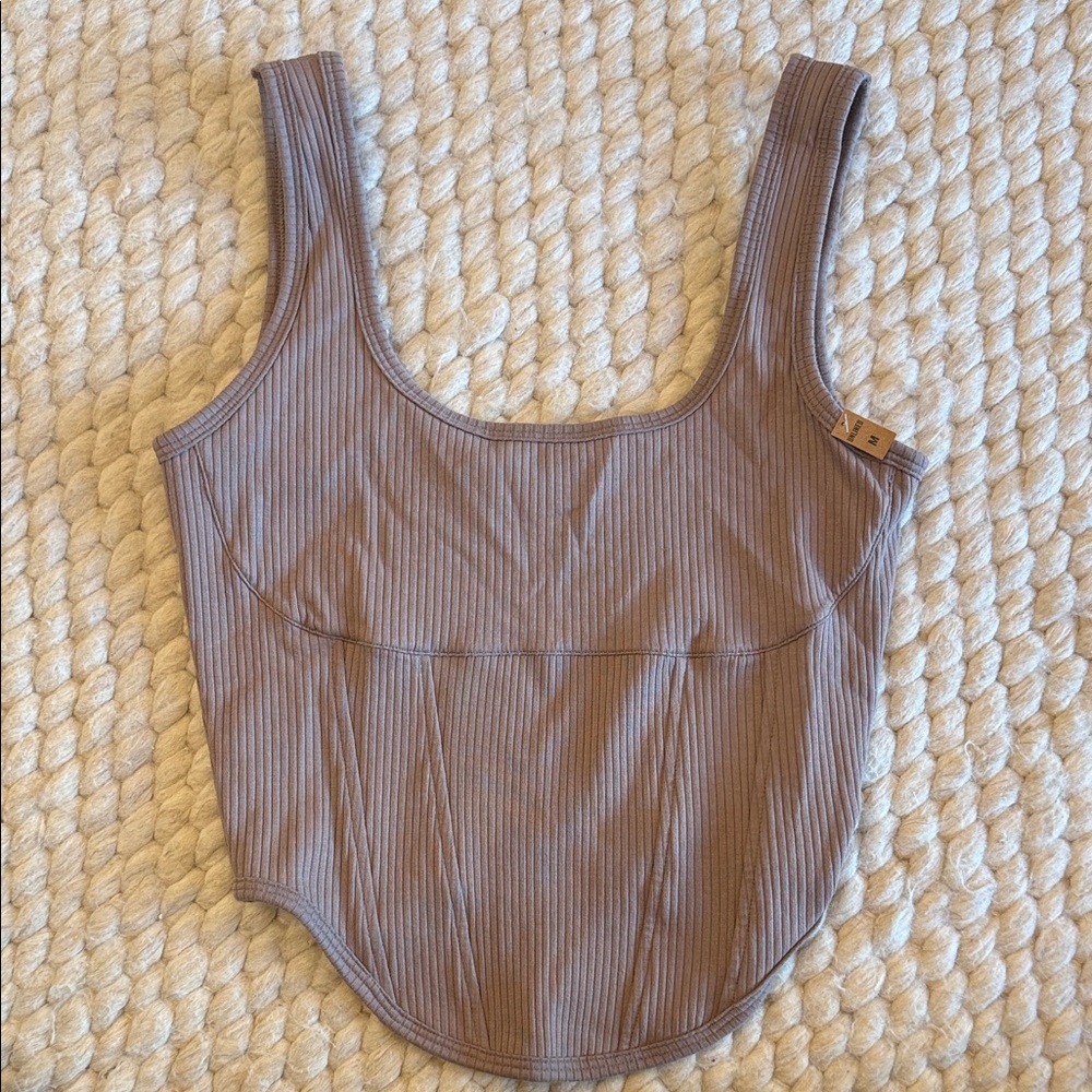 PINK Victoria's Secret Taupe Ribbed Tank Top